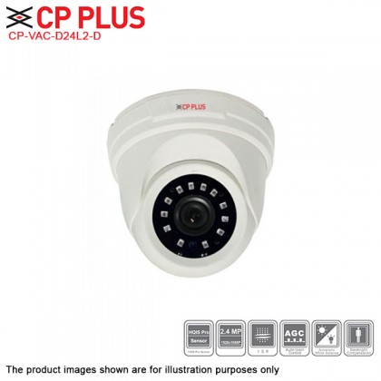 CP Plus CP-VAC-D24L2-D 2.4MP Full HD 3.6mm 20m WDR IR Dome AHD TVI CVI CVBS CCTV Camera